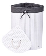 KOSZ POJEMNIK BAMBUSOWY NA PRANIE BIELIZNĘ NAROŻNY BIAŁY