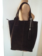 BRAZOWA NOWA TOREBKA szoper SUWAK 100% ZAMSZ NATURALNY