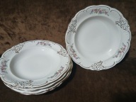 WAŁBRZYCH FRYDERYKA TALERZE OBIADOWE GŁĘBOKIE PORCELANA VINTAGE PRL 5 sztuk