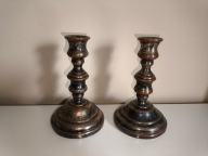 Para lichtarzy świeczników miedź srebrzona FRAGET PLAQUE carski orzeł !