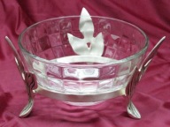 P R O M O C J A - Owocarka szkło na podstawie z mosiądzu srebrzonego - nowa