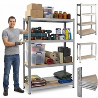 REGAŁ MAGAZYNOWY METALOWY 174X80X40 600KG GARAŻ PIWNICA 4 PÓŁKI OCYNK