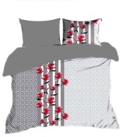 pościel bawełna lux 160x200 + 2x50x60 zamek B 212-1 DUOmartynka bordo/szary