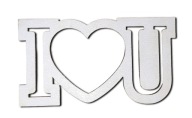 Napis ozdobny I love U, sklejka, biały HDF 5 sztuk