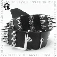 Pas skórzany z kolcami - 3 rzędy rozmiar L