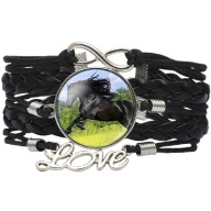 Skórzana bransoletka - Koń - regulowana długość - oczko 25mm