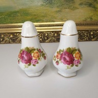 Porcelanowy przyprawnik sól pieprz vintage kwiaty
