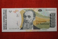 ARGENTYNA, 50000 AUSTRALES, P-335, 1989, UNC, BARDZO RZADKI