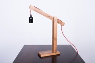 Lampa nocna stołowa drewniana żuraw ręcznie robiona