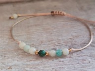 BRANSOLETKA AMAZONIT,CHRYZOKOLA, CZAKRA GARDŁA -RĘKODZIEŁO