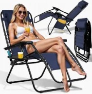 LEŻAK OGRODOWY REGULOWANY FOTEL PLAŻOWY Z PODUSZKĄ I TACKĄ BOCZNĄ