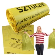 WORKI NA ŚMIECI ŻÓŁTE DO SEGREGACJA PLASTIK METAL 120L 10 SZTUK WYTRZYMAŁE