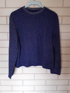 Granatowy sweter ze złotą nitką vintage rozmiar S
