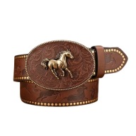 Pasek Kowbojski Western Cowboy Klamra Koń Dziki Zachód Brązowy 122 cm