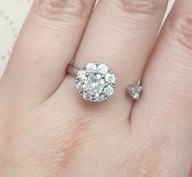 PIERŚCIONEK PIERŚCIEŃ REGULOWANY VINTAGE DIAMENTY brylant CYRKONIAMI retro