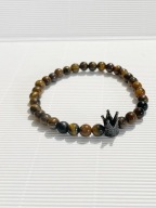 Bransoletka męska handmade Korona Tygrysie oko
