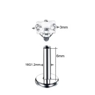 Labret srebrny z białą cyrkonią kwadrat helix lobe - 1,2/6/3