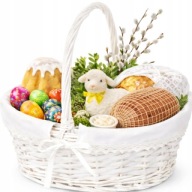 BIAŁY KOSZYK / KOSZ WIKLINOWY WIELKANOCNY DO ŚWIĘCONKI BIAŁY ELEGANCKI