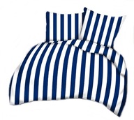 pościel bawełna lux 200x200 + 2x70x80 guzik B 326-2 Pasy biało niebieskie