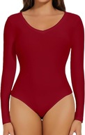 Body damskie z długim rękawem BORDOWE r.XXL Joyshaper