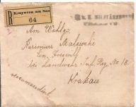 KRZYWCZA NAD SANEM -koperta + korespondencja erka 1915 rok znaczki