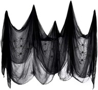 CZARNA PAJĘCZYNA OZDOBNA HALLOWEEN SIEĆ DEKORACYJNA NARZUTA IMPREZA DOM