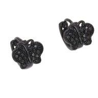 56029 Kolczyki czarna stal chirurgiczna motylki z cyrkoniami