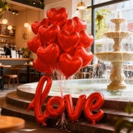 Balony walentynkowe czerwone serca 45 cm + love 100 cm zestaw walentynki
