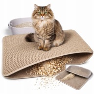 MATA POD KUWETE DLA KOTA BARDZO DUŻA DWUWARSTWOWA PODKŁADKA BEŻOWA 75x55