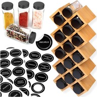 POJEMNIKI NA PRZYPRAWY PRZYPRAWNIK BAMBUS STOJAK DREWNIANY ZESTAW ORGANIZER
