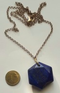 Retro* naszyjnik : lapis lazuli fasetowany- 3,5cm/0.8cm ,srebro925pozłacane