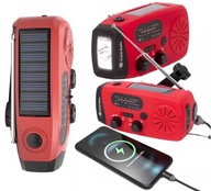 Solarne radio przenośne awaryjne 3w1 powerbank latarka SOS korba 40h AM/FM