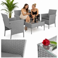 ZESTAW MEBLI OGRODOWYCH TECHNORATTAN NA BALKON SZARE 2 FOTELE SOFA STOLIK