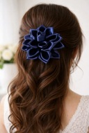 Spinka do Włosów Kwiat Granatowa Elegancka Automat Rękodzieło