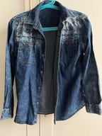 KOSZULA Dziecięca MANGO niebieska jeansowa 7-8 lat 128 cm