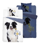 pościel bawełniana dwustronna, świecąca Border Coli