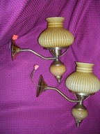 kinkiety mosiężne z kloszami szklanymi