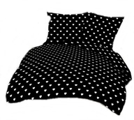 pościel bawełna lux 160x220 + 2x70x80 guzik B 207-20 Serduszka biało czarne