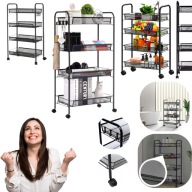 MOBILNY REGAL KUCHENNY STOLIK NA KOLKACH CZARNY DO KUCHNI JADALNI REGALIK