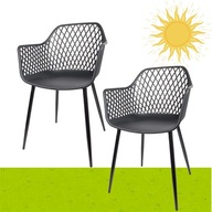 Krzesło krzesła plastik czarny 2 szt. ogrodowe do jadalni zestaw na taras