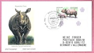 Niemcy 2001 FDC Berlin, zn+MARG. zwierzęta zagrożone, nosorożec pancerny