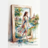 Obraz wyjścia z obrazu akwarela na płótnie 55x80 kobieta natura pomysł art