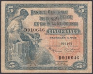 Kongo Belgijskie 5 Franków 1952