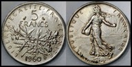 MNB - FRANCJA 5 Franków 1960 # SREBRO # st 1