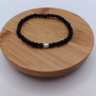 Bransoletka z koralikami Noc Kairu na gumce z perłą ręcznie robiona