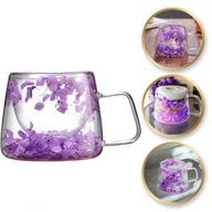 Szklanka termiczna z hortensją w środku fiolet 180 ml 1szt NA PREZENT