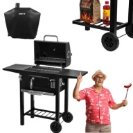 GRILL WĘGLOWY DUŻY OGRODOWY Z POKRYWĄ ŻELIWNY RUSZT REGULACJA + POKROWIEC