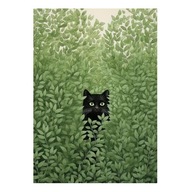 „Zielony Strażnik” – Plakat z Kotem wśród Liści