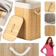 KOSZ NA PRANIE BAMBUSOWY NA BIELIZNĘ CARE LIFE BEŻOWY 72L 60X40X30CM