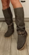 KARMA OF CHARME BOOTS SUEDE GREY SKÓRA CAŁE 38/5